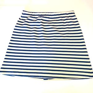 Three Dots Breton Exposed Zip Knit Mini Skirt Women's Sz Small Nautical Coastal